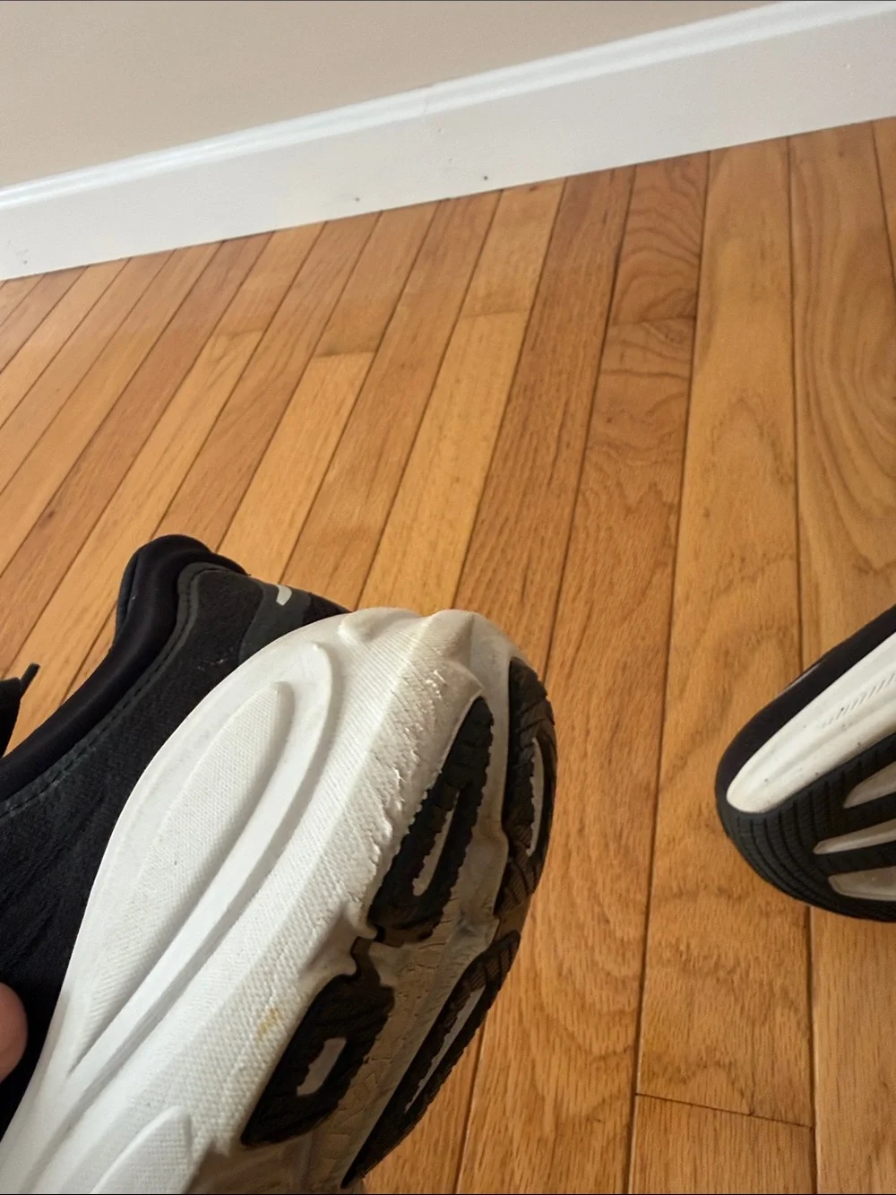HOKA Bondi 9 black and white running sneaker